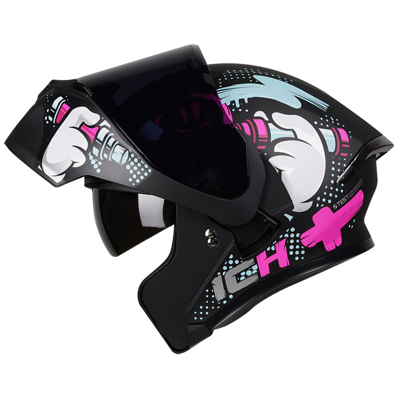 CASCO ICH ICH-3120DV TAGGER MATE NEGRO FUCSIA VISOR HUMO