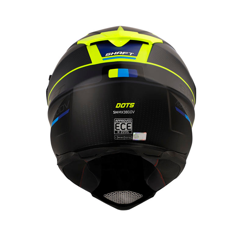 CASCO SHAFT SH-MX380DV DOTS AZUL NAVY AMARILLO NEON