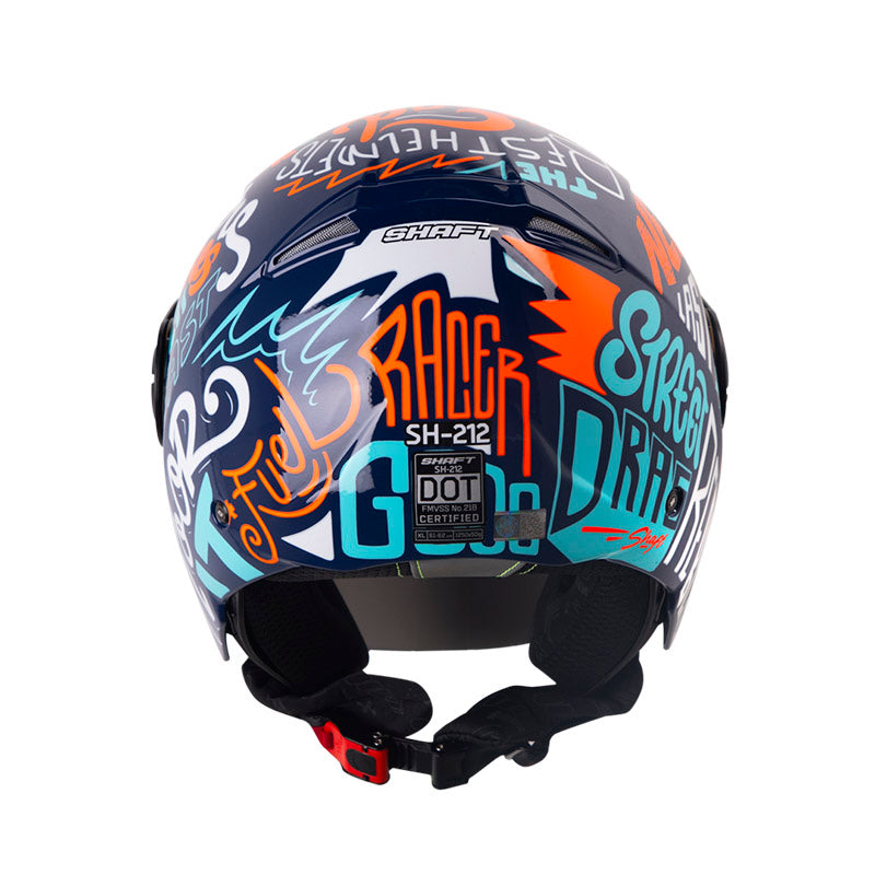 CASCO SHAFT SH-212 RACER AZUL OSCURO NARANJA NEON IRIDIUM