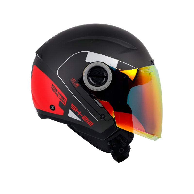 CASCO SHAFT SH-212 LOUVRE MATE NEGRO ROJO VISOR HUMO