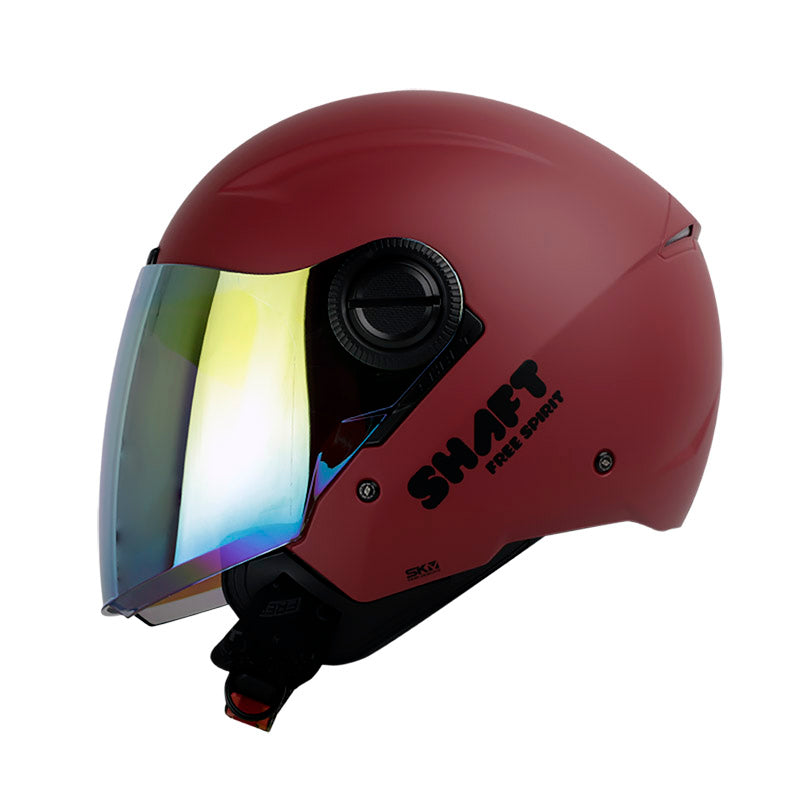 CASCO SHAFT SH-212 SOLID MATE VINOTINTO NEGRO VISOR DORADO