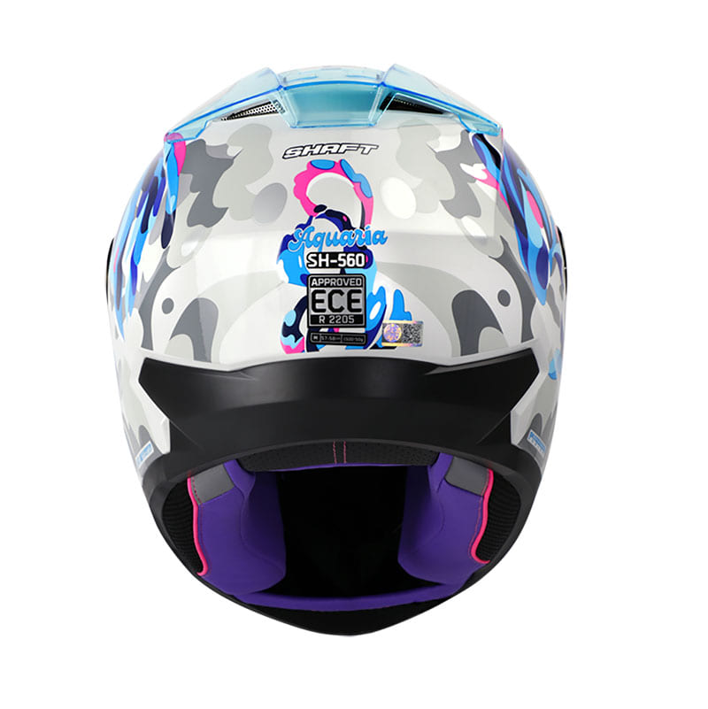 CASCO SHAFT SH-560 AQUARIA BLANCO AZUL VISOR IRIDIUM AZUL