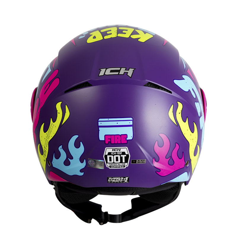 CASCO ICH ICH-102 FIRE MATE MORADO FUCSIA VISOR AMARILLO