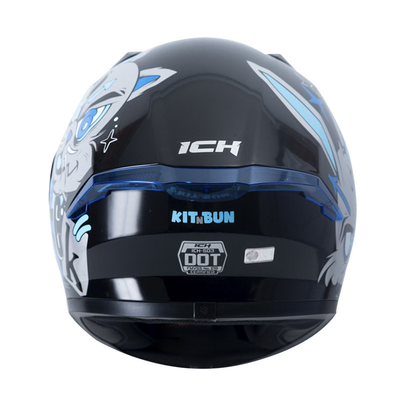 CASCO ICH ICH-503 KIT N BUN NEGRO AZUL VISOR HUMO