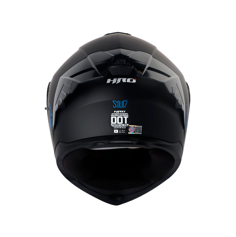 CASCO HRO HRO-3480DV EVO SOLID MATE NEGRO AZUL VISOR IRIDIUM