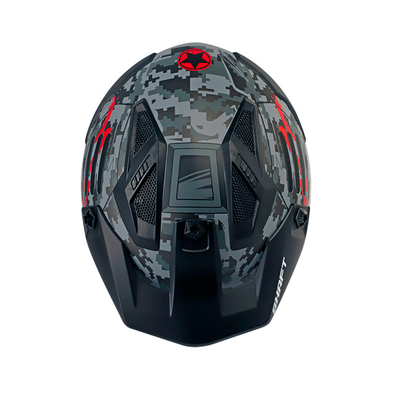 CASCO SHAFT SH-225 PILOT TOP MATE GRIS ROJO VISOR HUMO