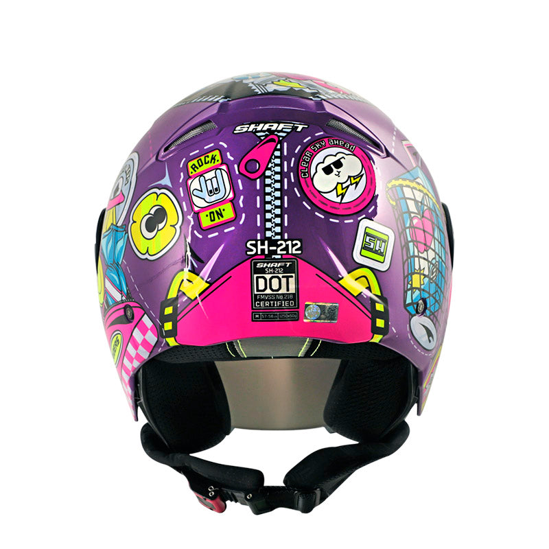 CASCO SHAFT SH-212 BAGGAGE MORADO FUCSIA VISOR IRIDIUM