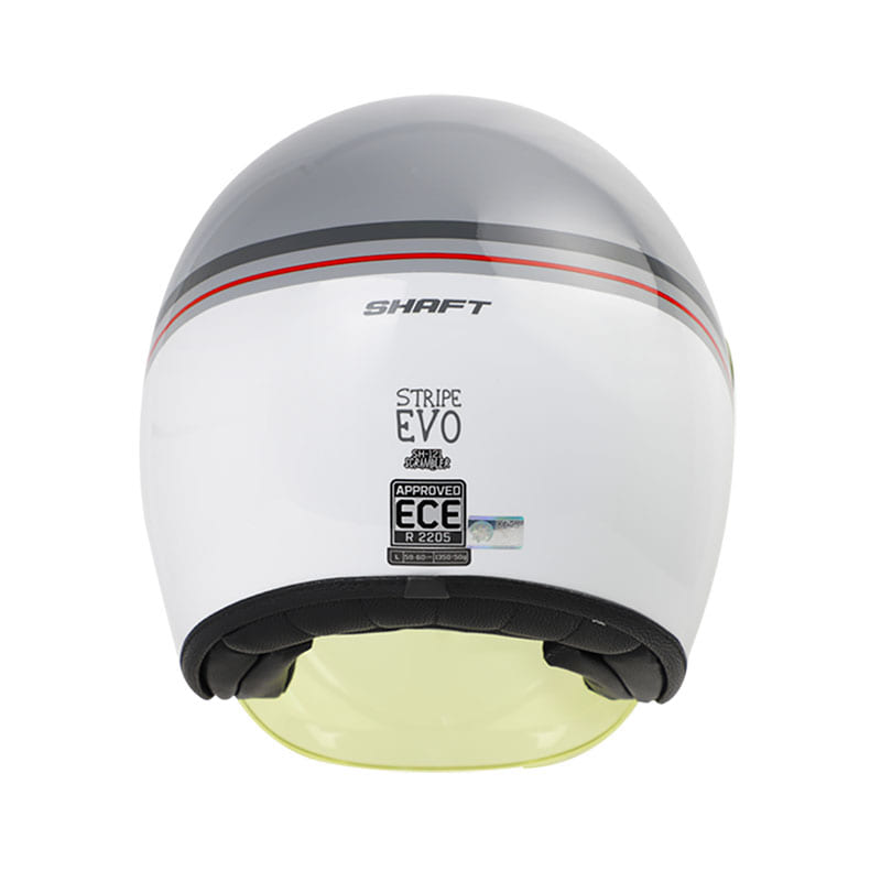 CASCO SHAFT SH-121 SCRAMBLE STRIPES GRIS BLANCO VISOR AMARILLO