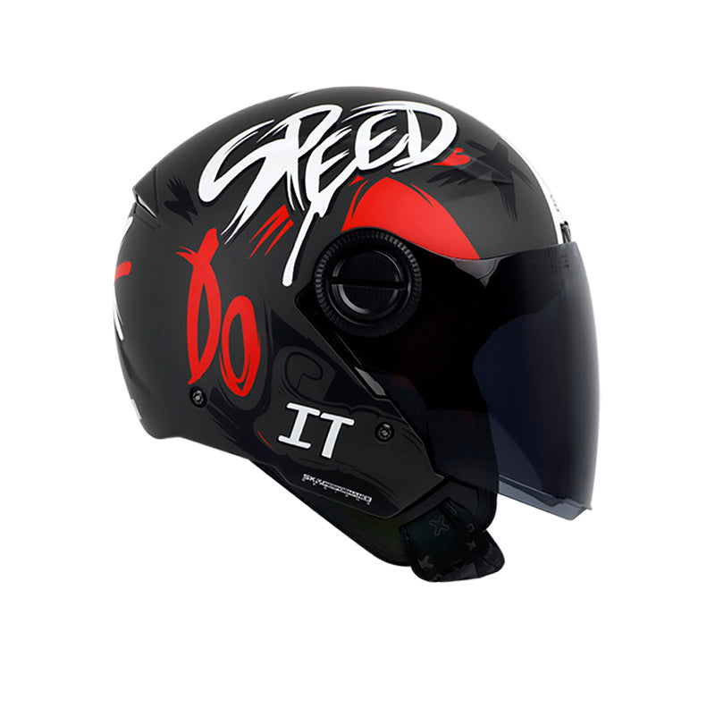 CASCO SHAFT SH-212 DROP MATE NEGRO ROJO VISOR HUMO