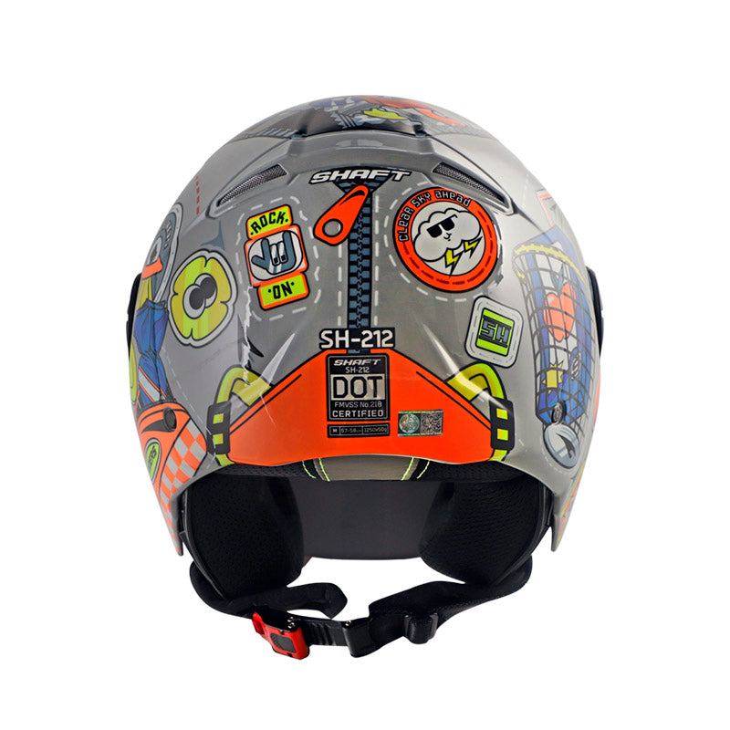 CASCO SHAFT SH-212 BAGGAGE GRIS NARANJA NEON VISOR IRIDIUM