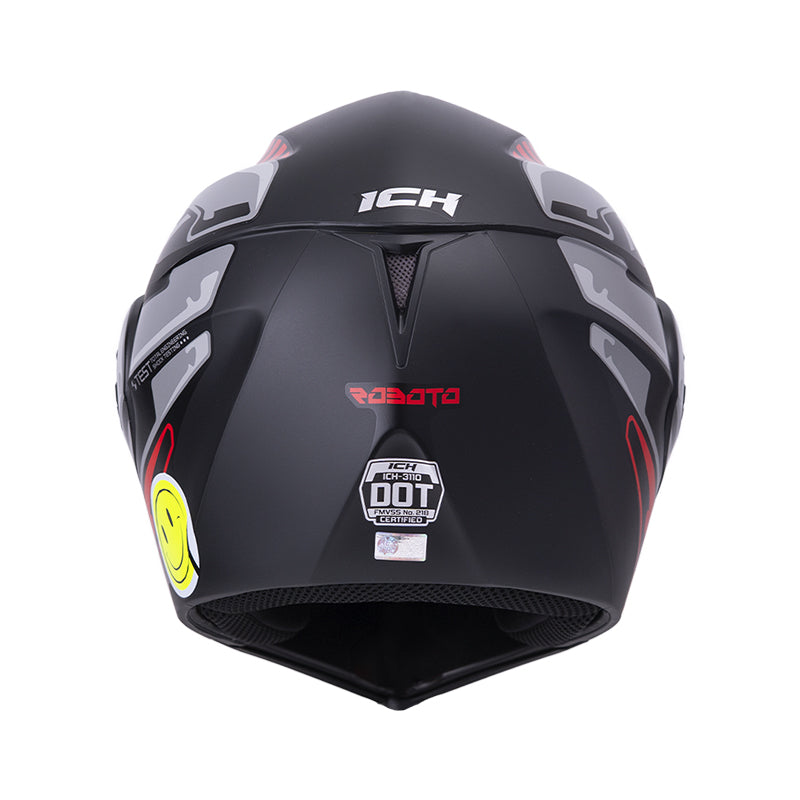 CASCO ICH ICH-3110DV ROBOTO MATE NEGRO ROJO VISOR PLATA