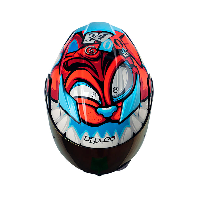 CASCO HRO HRO-3400DV EVO BAD BUNNY NARANJA NEON AZUL IRIDIUM