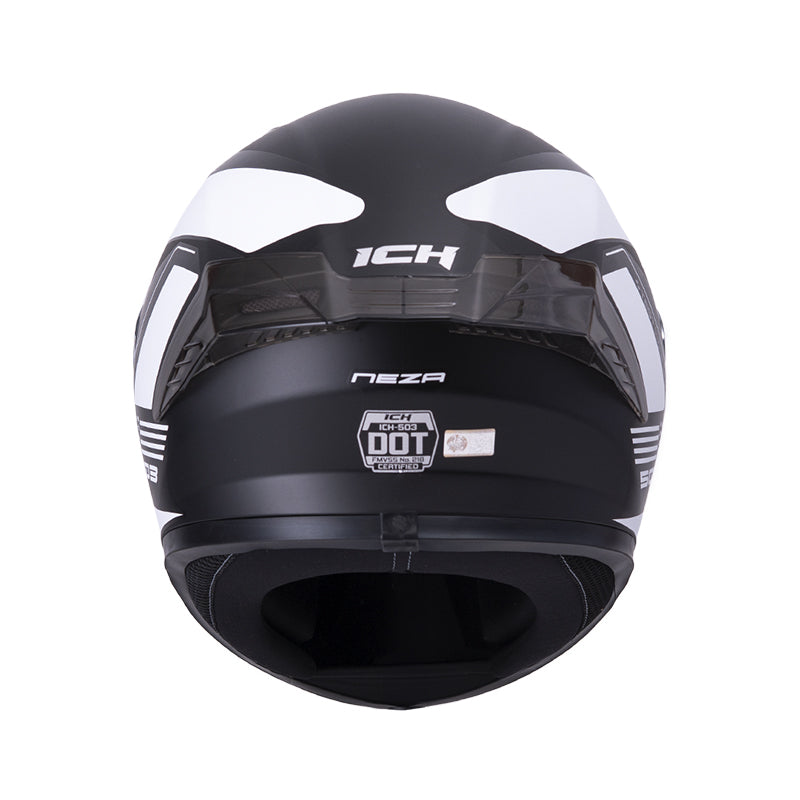 CASCO ICH-503 NEZA MATE NEGRO BLANCO VISOR PLATA