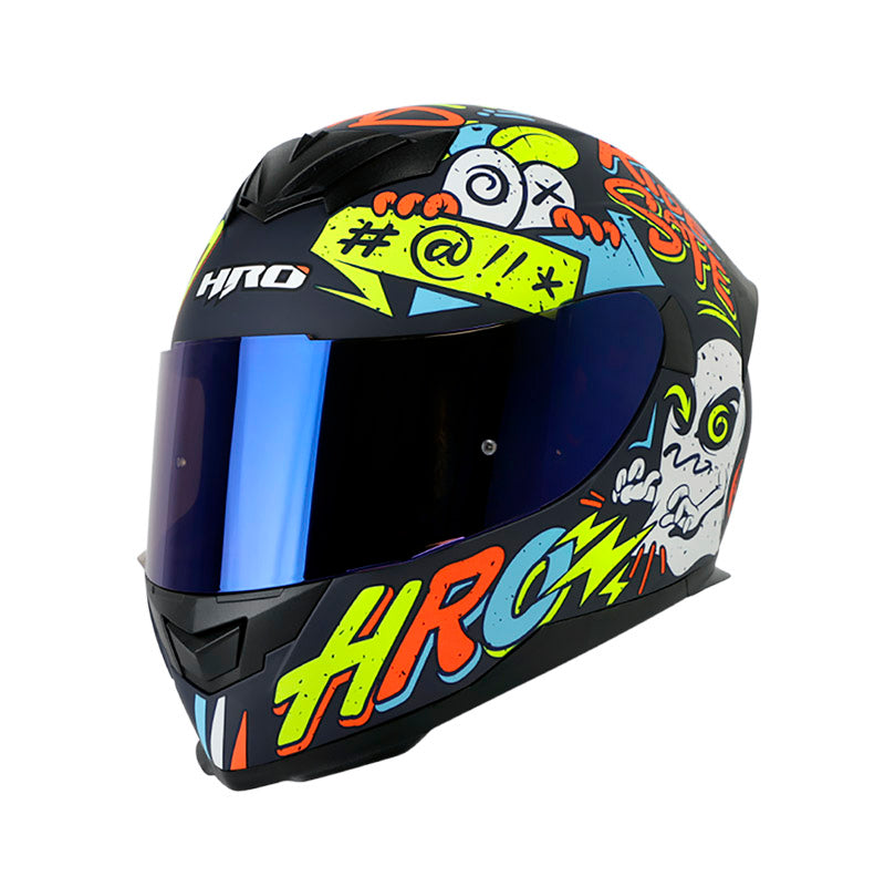 CASCO HRO HRO-511 GHOST MATE AZUL NAVY NARANJA VISOR HUMO