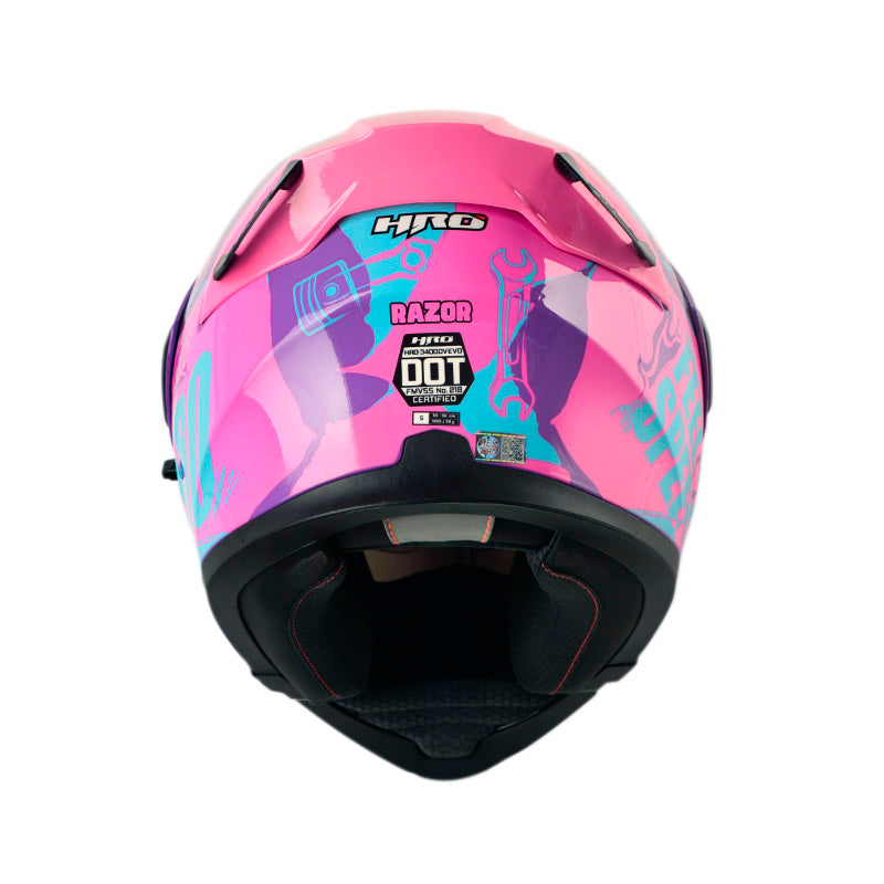 CASCO HRO HRO-3400DV RAZOR MORADO FUCSIA VISOR IRIDIUM