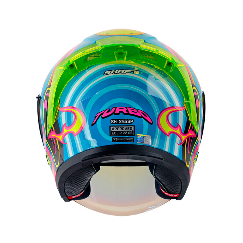 CASCO SHAFT SH-226SP TURBO AZUL CLARO FUCSIA NEON IRIDIUM