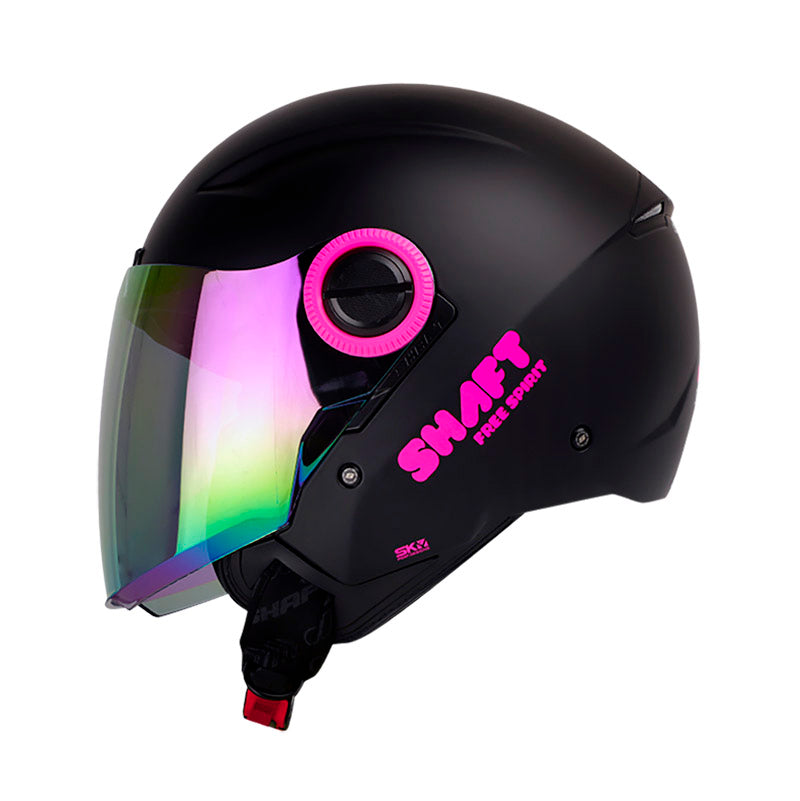 CASCO SHAFT SH-212 SOLID MATE NEGRO FUCSIA VISOR IRIDIUM