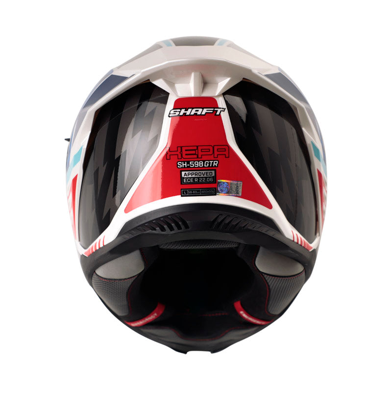 CASCO SHAFT SH-598GTR XEPA BLANCO PERLA ROJO VISOR IR.AZUL