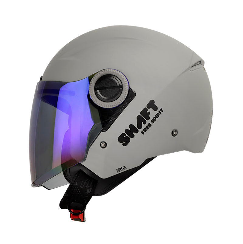 CASCO SHAFT SH-212 SOLID NARDO GRIS NEGRO VISOR IRIDIUM AZUL