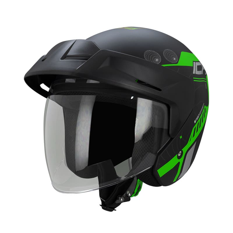 CASCO ICH ICH-101 STELARS MATE NEGRO VERDE NEON