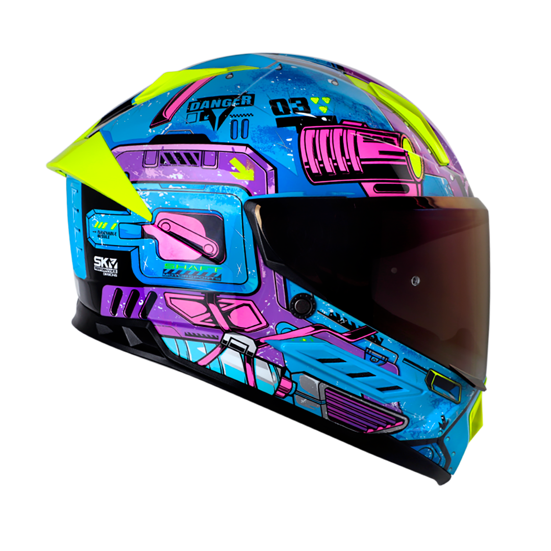 CASCO SHAFT SH-595 OMEGA AZUL MORADO VISOR IRIDIUM AZUL