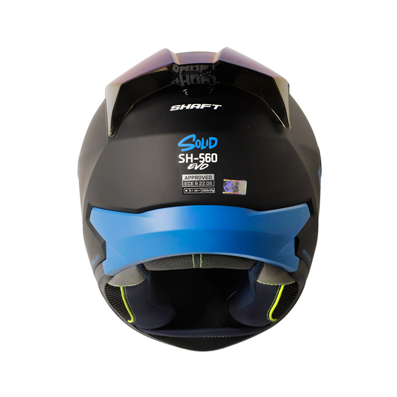 CASCO SHAFT SH-560 SOLID MATE NEGRO AZUL VISOR IRIDUM AZUL