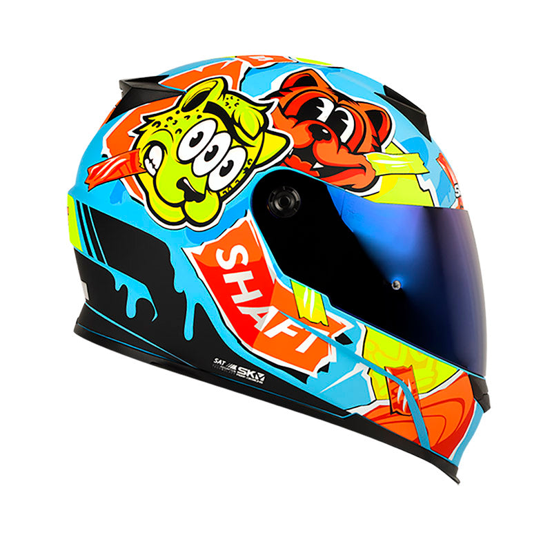 CASCO SHAFT SH-502 PRINT MATE AZUL AMARILLO VISOR IRIDIUM