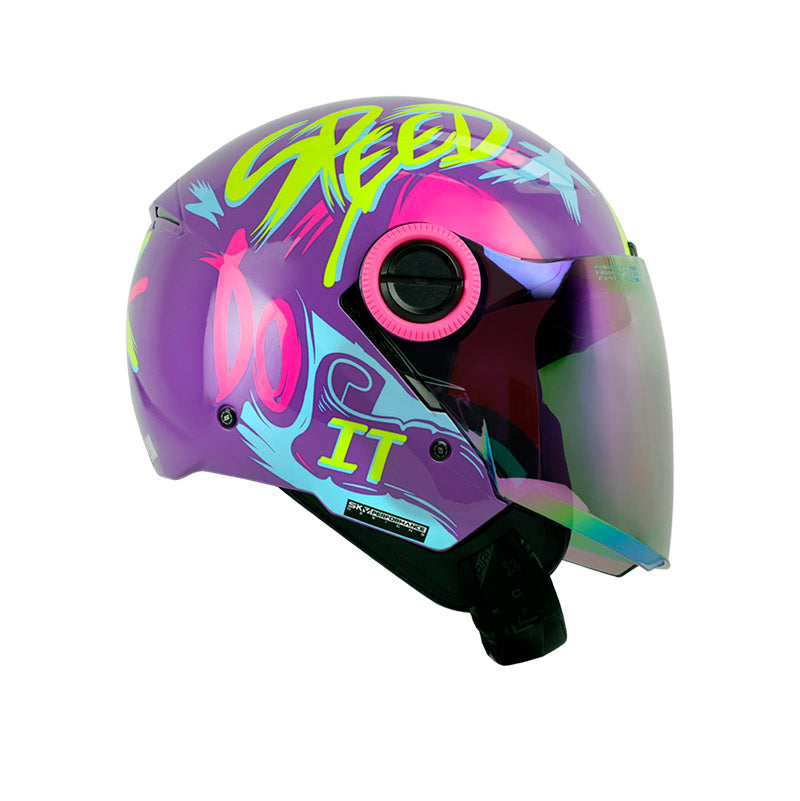 CASCO SHAFT SH-212 DROP BRILLANTE MORADO FUCSIA VISOR HUMO