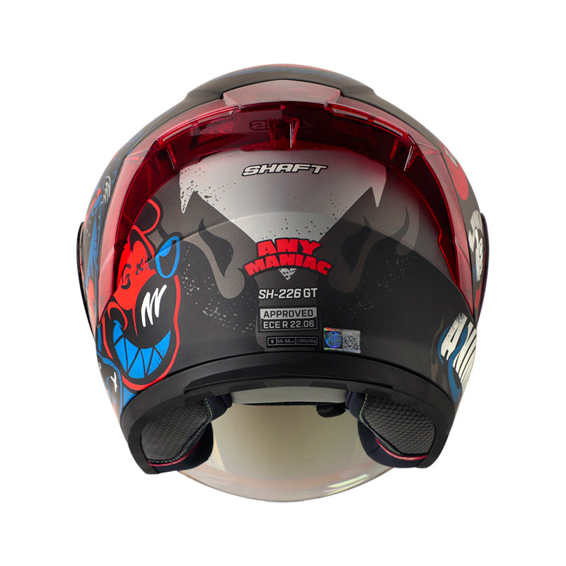 CASCO SHAFT SH-226GT ANYMANIAC MATE NEGRO AZUL VISOR IRIDIUM
