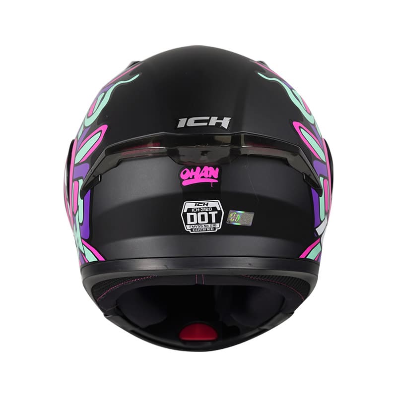 CASCO ICH ICH-3120DV OHAN MATE NEGRO FUCSIA NEON VISOR HUMO