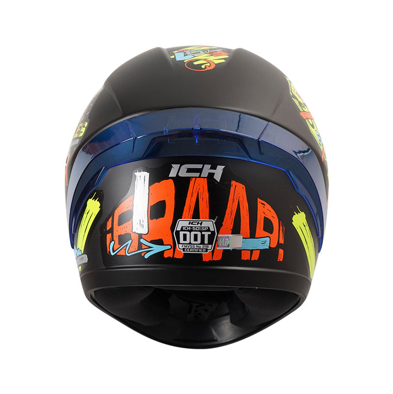 CASCO ICH ICH-501SP BRAAP MATE NEGRO AZUL VISOR HUMO