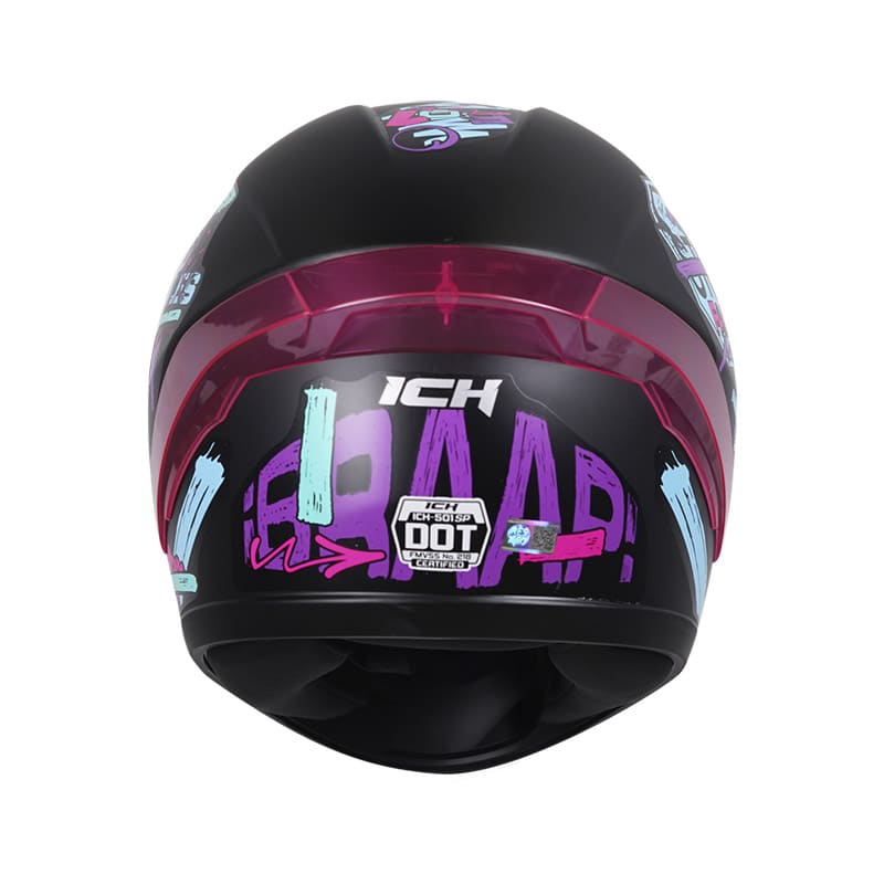 CASCO ICH ICH-501SP BRAAP MATE NEGRO AZUL FUCSIA VISOR HUMO
