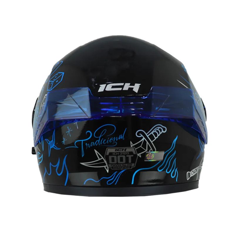 CASCO ICH ICH-3120DV TRADICIONAL NEGRO AZUL VISOR HUMO