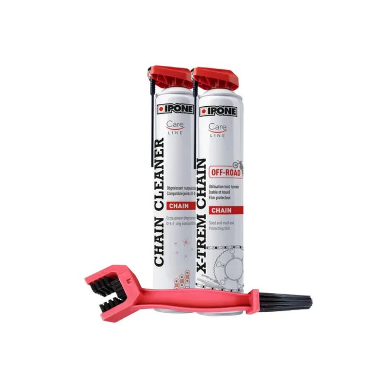 KIT CADENA OFFROAD LUBRICANTE LIMPIADOR CEPILLO IPONE