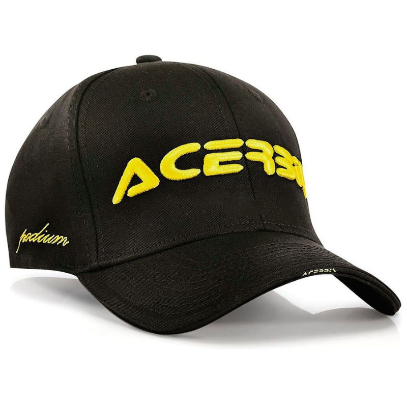 GORRA ACERBIS PODIUM NEGRO AMARILLA CURVA