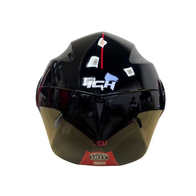CASCO ICH-3110DV CICU NEGRO ROJO VISOR PLATA