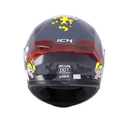 CASCO ICH-503 BILLY Y MANDY GRIS OSCURO GRIS VISOR PLATA