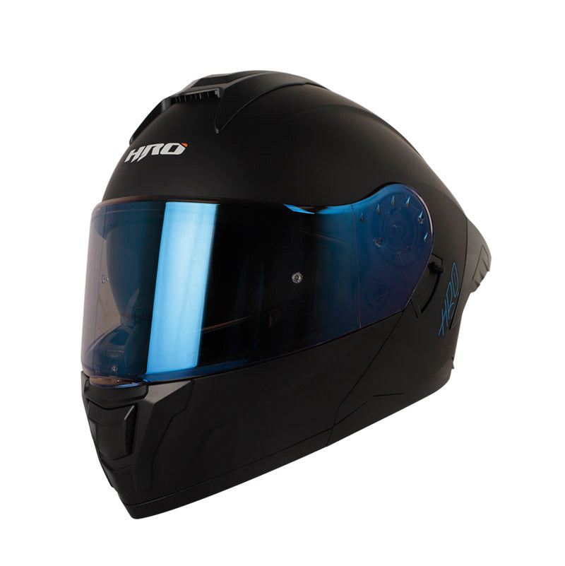 CASCO HRO HRO-3480DV EVO SOLID MATE NEGRO AZUL VISOR IRIDIUM