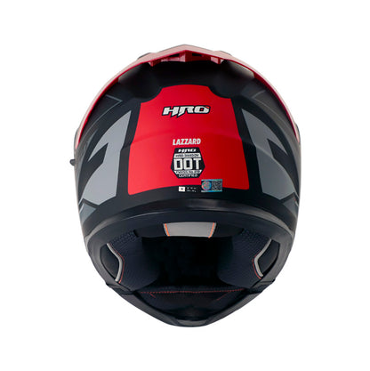 CASCO HRO 3440 DV LAZZAR MATE NEGRO ROJO VISOR PLATA