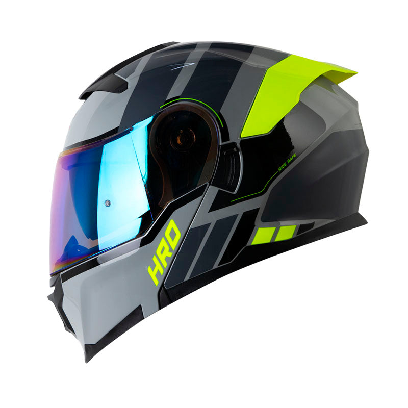 CASCO HRO HRO-3440 DV ROC GRIS AMARILLO NEON VISOR IRIDIUM AZUL
