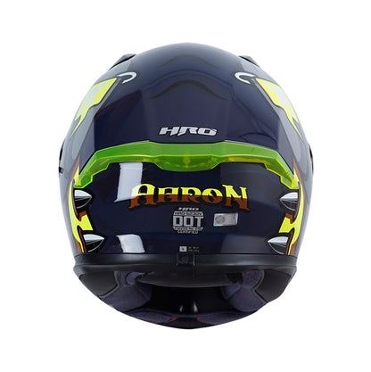 CASCO HRO HRO-523DV AARON AZUL NAVY AMARILLO NEON VISOR AZUL