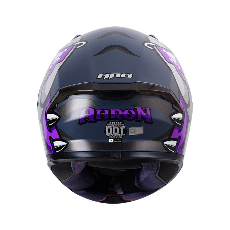 CASCO HRO HRO-523DV AARON MATE GRIS MORADO NEON VISOR AZUL