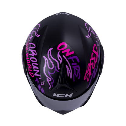 CASCO ICH ICH-3110DV NO FEAR MATE NEGRO FUCSIA VISOR RAMDON