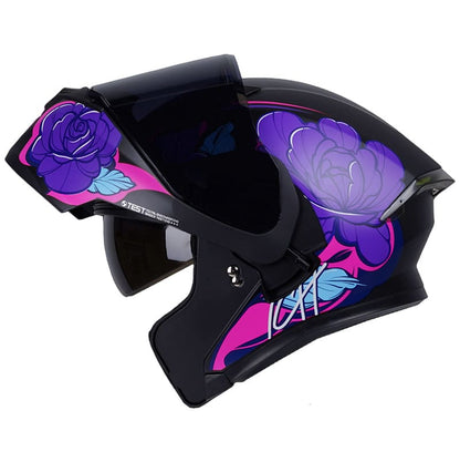 CASCO ICH ICH-3120DV FLOWRISH MATE NEGRO MORADO VISOR HUMO