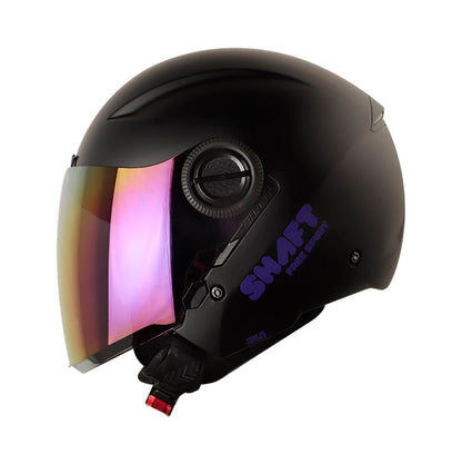 CASCO SHAFT SH-212 SOLID MATE NEGRO NEGRO VISOR MORADO