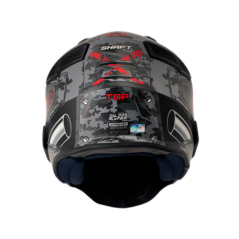 CASCO SHAFT SH-225 PILOT TOP MATE GRIS ROJO VISOR HUMO