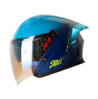 CASCO SHAFT SH-226SP SOLID SUNSET AZUL OSCURO VISOR IRIDIUM