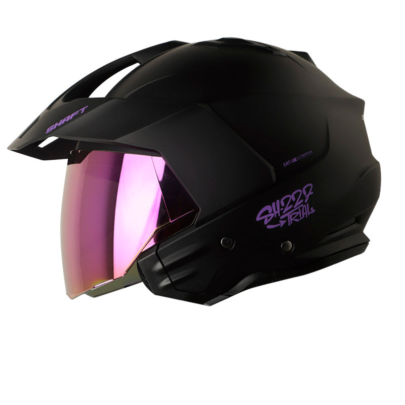 CASCO SHAFT SH-227 TRIAL SOLID MATE NEGRO MORADO NEON VISOR