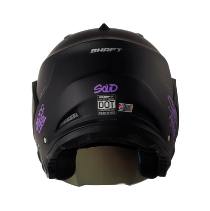 CASCO SHAFT SH-227 TRIAL SOLID MATE NEGRO MORADO NEON VISOR