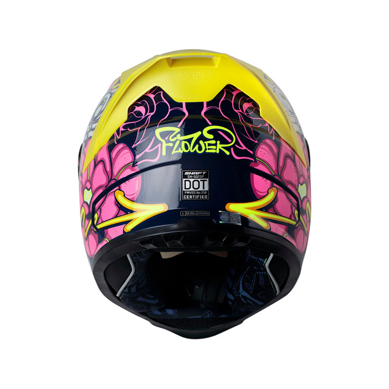 CASCO SHAFT SH-502 FLOWER AZUL OSCURO AMARILLO NEON IRIDIUM